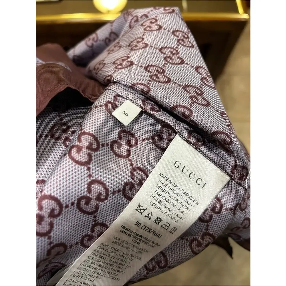 Men's Gucci 100% silk bowling shirt size 50/large US made in Italy